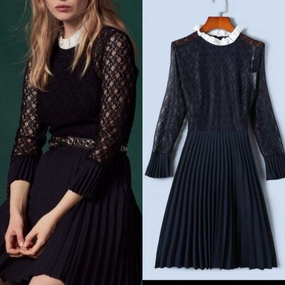 Sandro Paris Dresses & Skirts - Sandro Battements Pleated Lace Dress